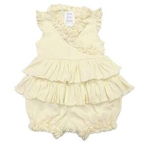 NEW LEMON LOVES LAYETTE baby girls' lotus romper in eggnog beige